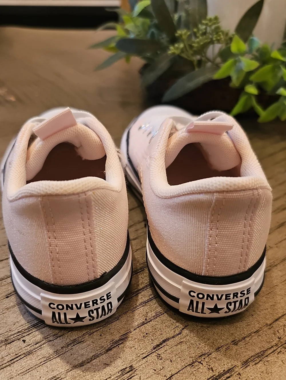 Converse Pink Shimmer Slip On Sneakers Size 12 NWOT